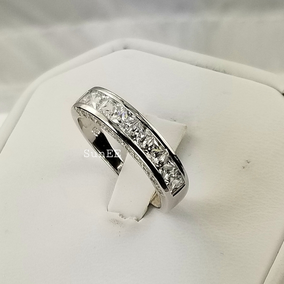 NEW REAL 925 HIS HERS WEDDING BAND RING SET - Picture 5 of 5